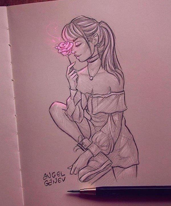 Карандашом с девушками легкие
