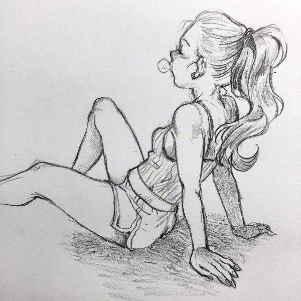 Карандашом с девушками легкие