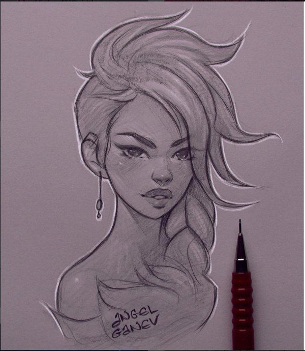 Карандашом с девушками легкие