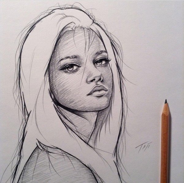 Карандашом с девушками легкие