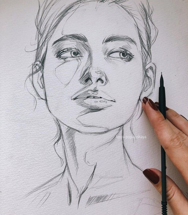 Карандашом с девушками легкие
