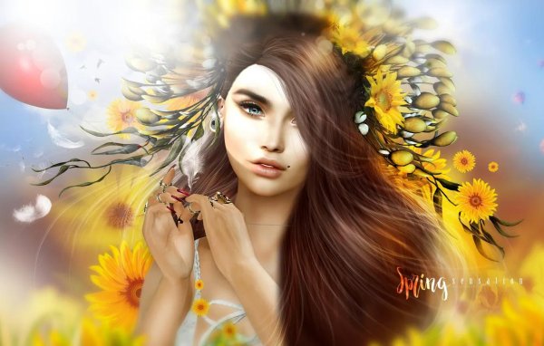 Девушка с весенними цветами