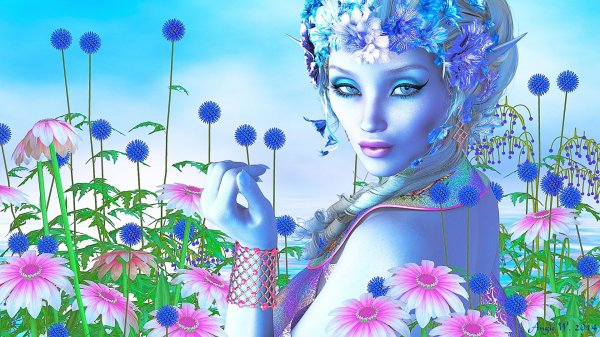 Девушка с весенними цветами