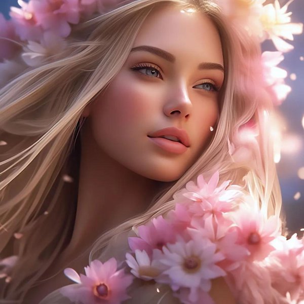 Девушка с весенними цветами