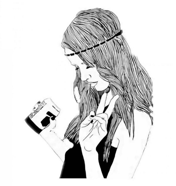Девушка с телефоном нарисованные