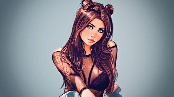 Девушка с телефоном нарисованные