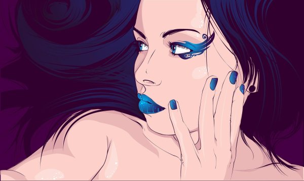 Девушка с телефоном нарисованные