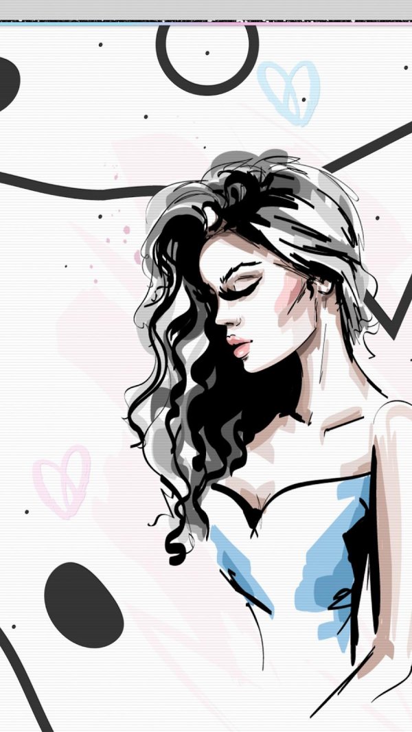 Девушка с телефоном нарисованные