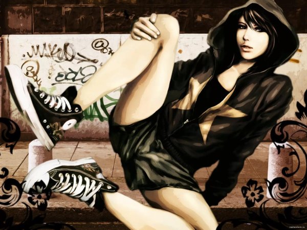 Девушка с телефоном нарисованные