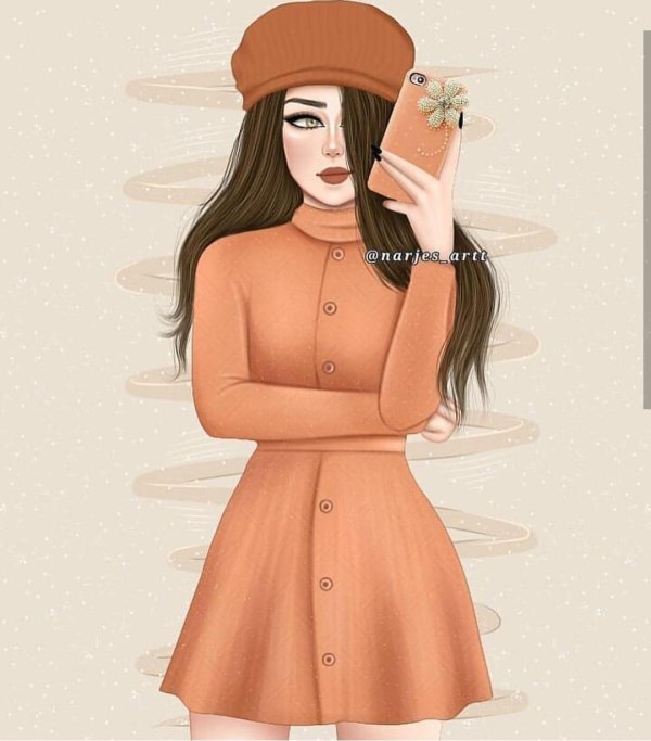 Девушка с телефоном нарисованные