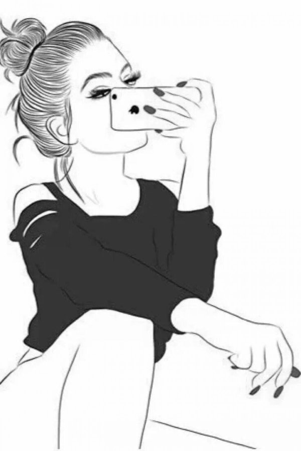 Девушка с телефоном нарисованные
