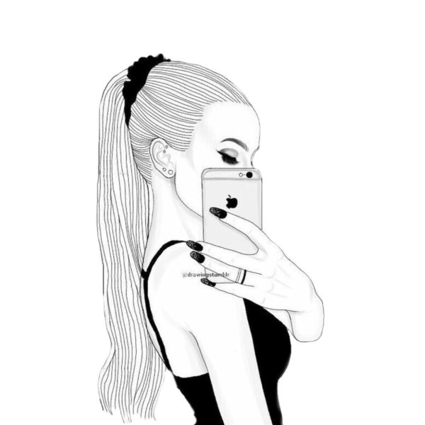 Девушка с телефоном нарисованные