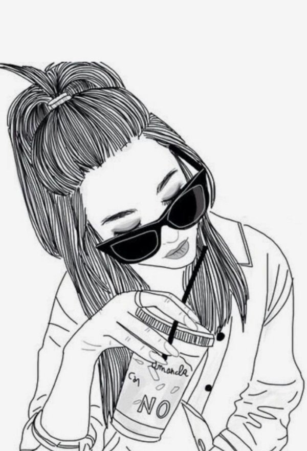 Девушка с телефоном нарисованные