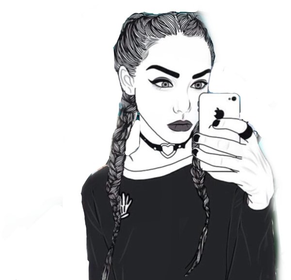 Девушка с телефоном нарисованные