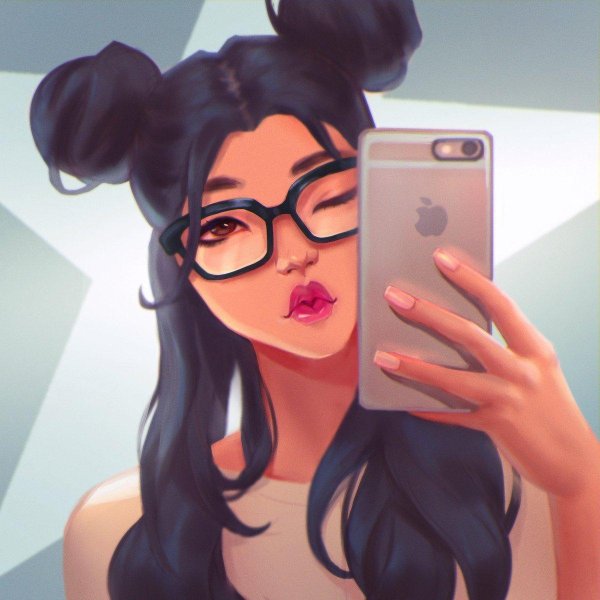 Девушка с телефоном нарисованные