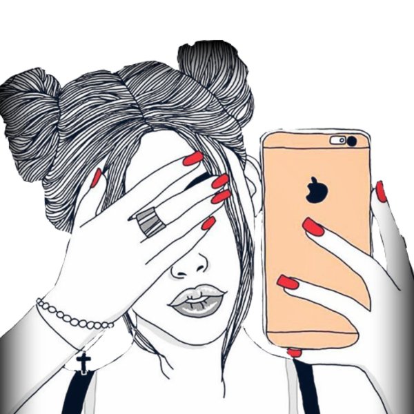 Девушка с телефоном нарисованные