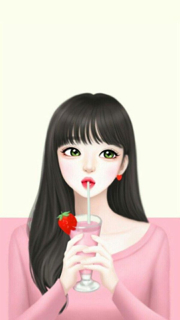 Девушка с телефоном нарисованные