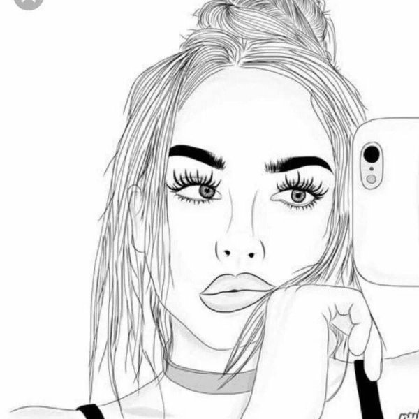 Девушка с телефоном нарисованные