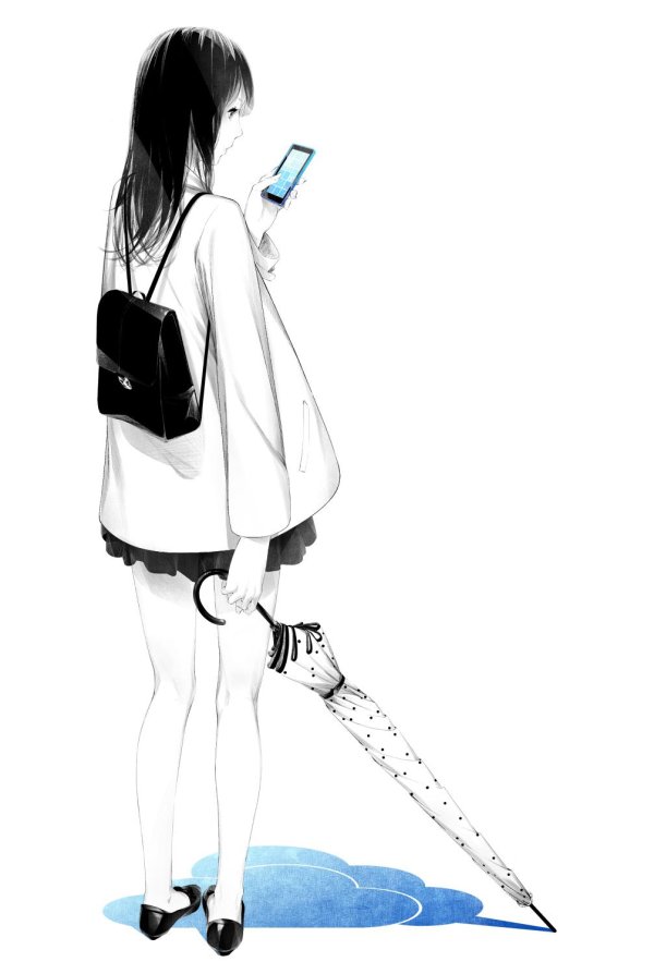 Девушка с телефоном нарисованные