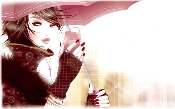 Девушка с телефоном нарисованные