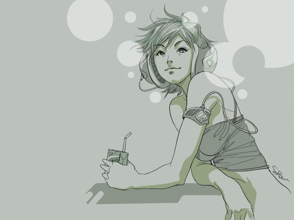 Девушка с телефоном нарисованные