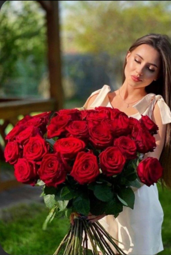 Девушка и красная роза