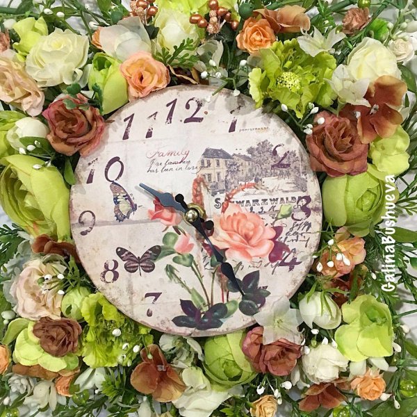 декупаж часов настенных