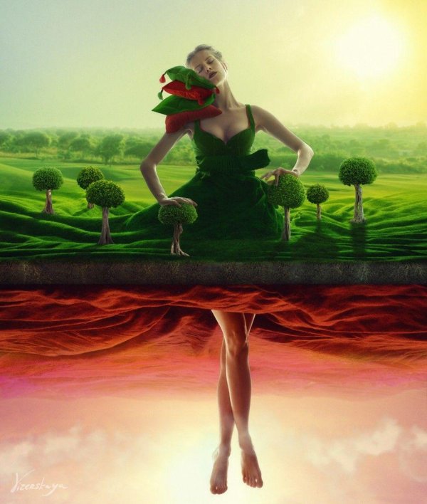 Одна девушка на земле