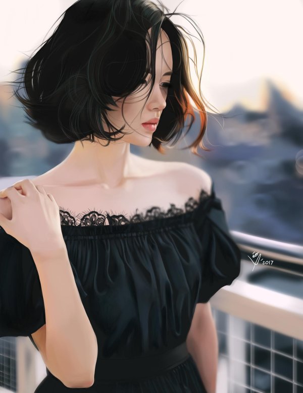 Девушка с каре спиной