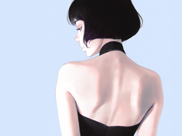 Девушка с каре спиной