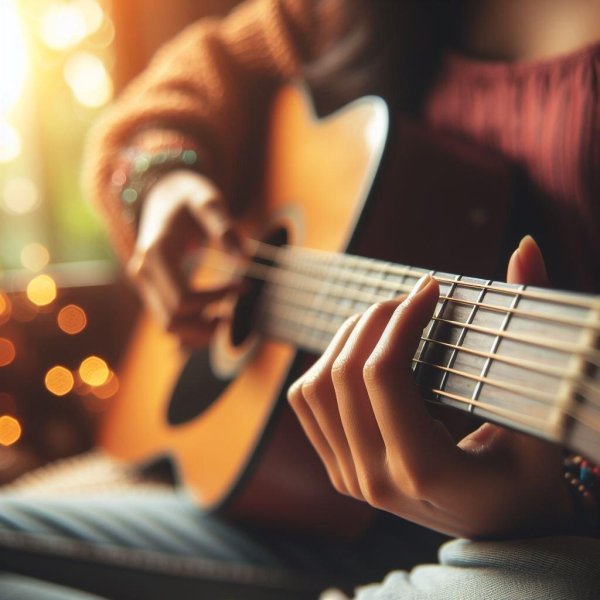 Девушка играет на гитаре