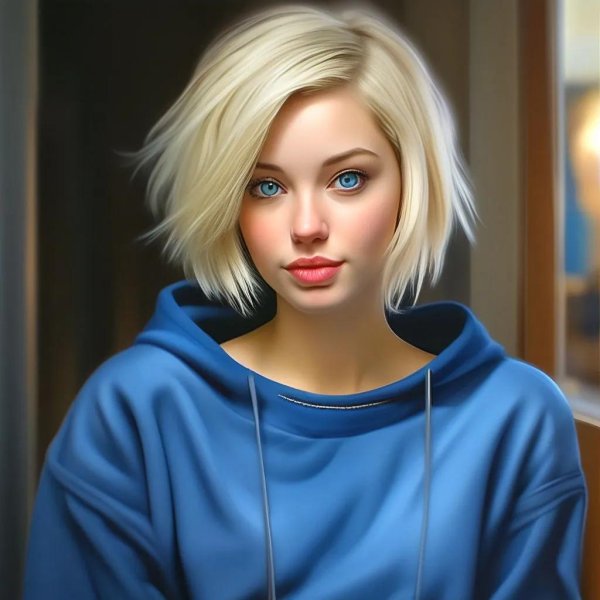 Девушка блондинка с каре