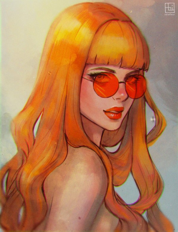 С нарисованными рыжими девушками