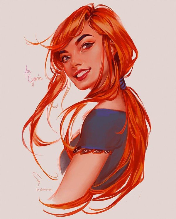 С нарисованными рыжими девушками