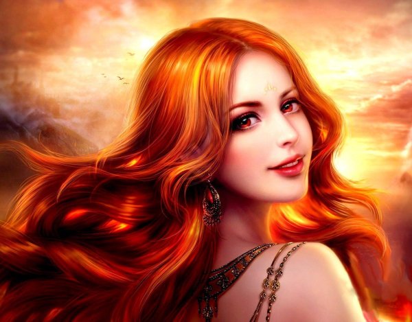 С нарисованными рыжими девушками