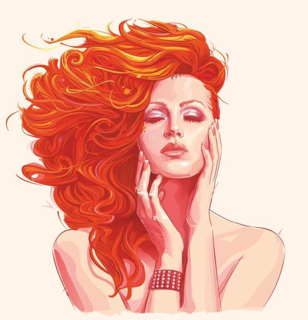 С нарисованными рыжими девушками