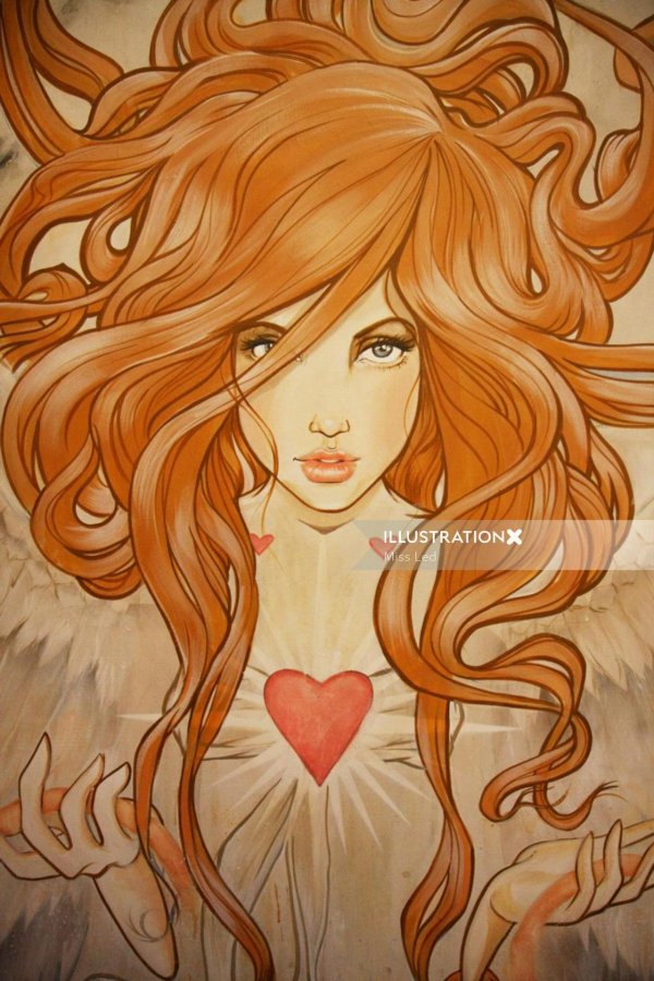 С нарисованными рыжими девушками