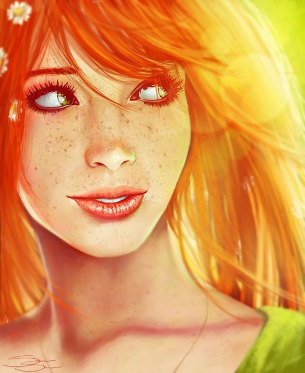 С нарисованными рыжими девушками