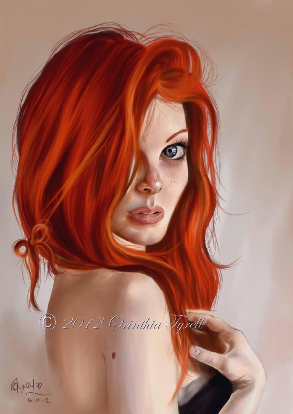 С нарисованными рыжими девушками