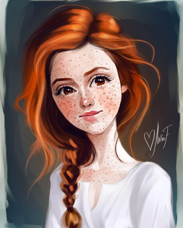 С нарисованными рыжими девушками