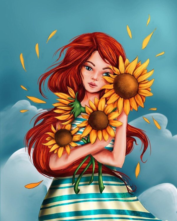 С нарисованными рыжими девушками