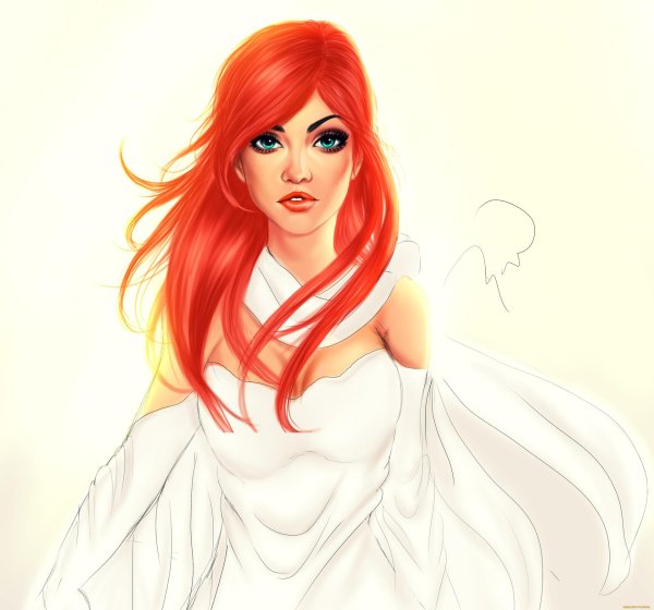 С нарисованными рыжими девушками