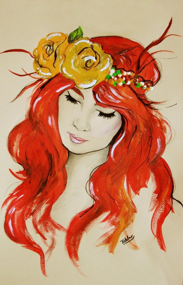 С нарисованными рыжими девушками