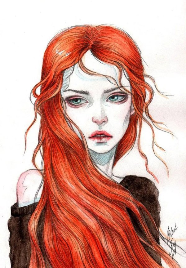 С нарисованными рыжими девушками