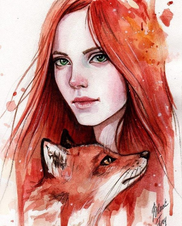 С нарисованными рыжими девушками