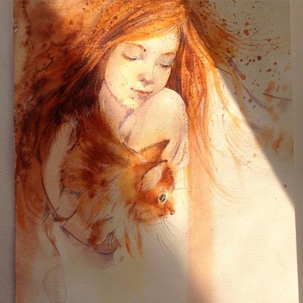 С нарисованными рыжими девушками