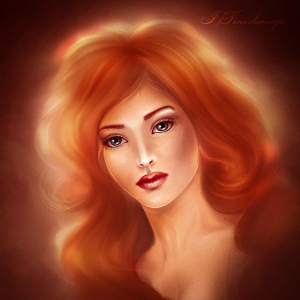 С нарисованными рыжими девушками