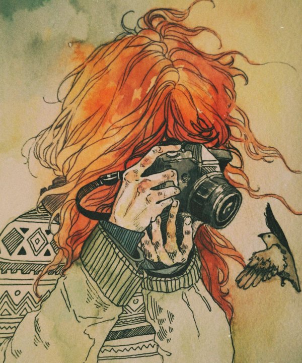 С нарисованными рыжими девушками