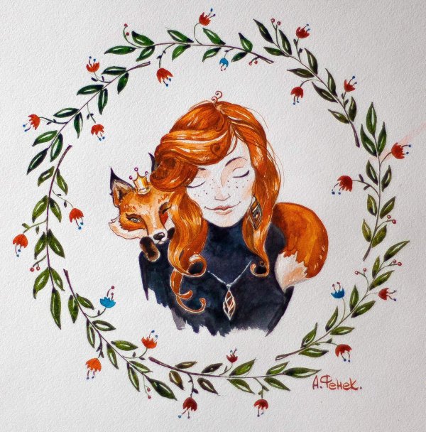 С нарисованными рыжими девушками