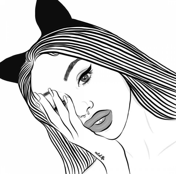Девушка нарисованные черно белые